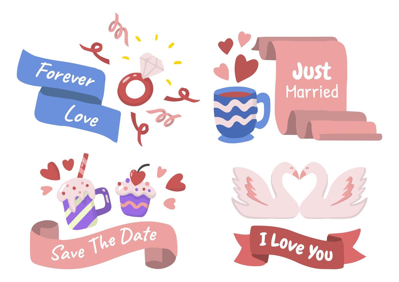 valentijn label vector logo set