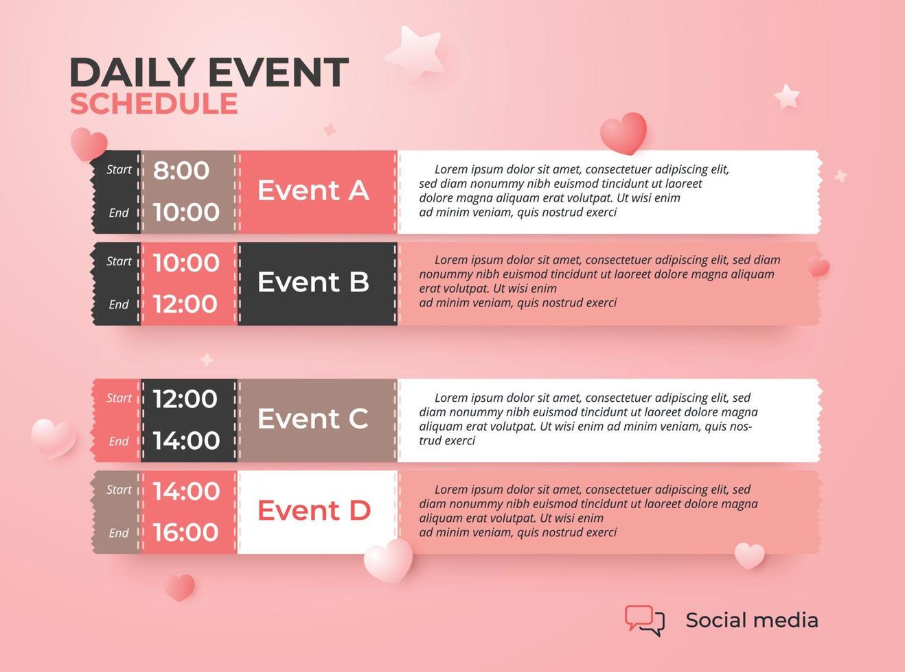 aanstaande dagelijkse evenement schema flyer poster sjabloon. vector