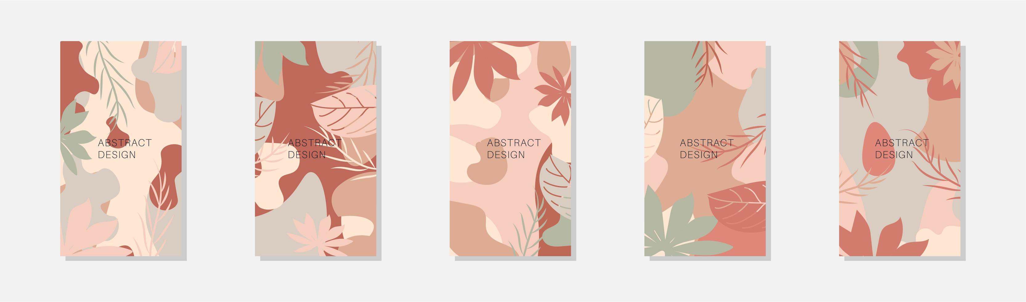 creatieve collagesjablonen met bladeren voor mediaframe. set van eenvoudige sociale print. vector ontwerp.