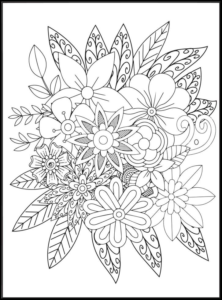 doodles bloemen kleur Pagina's vector