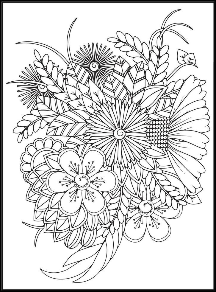 doodles bloemen kleur Pagina's vector