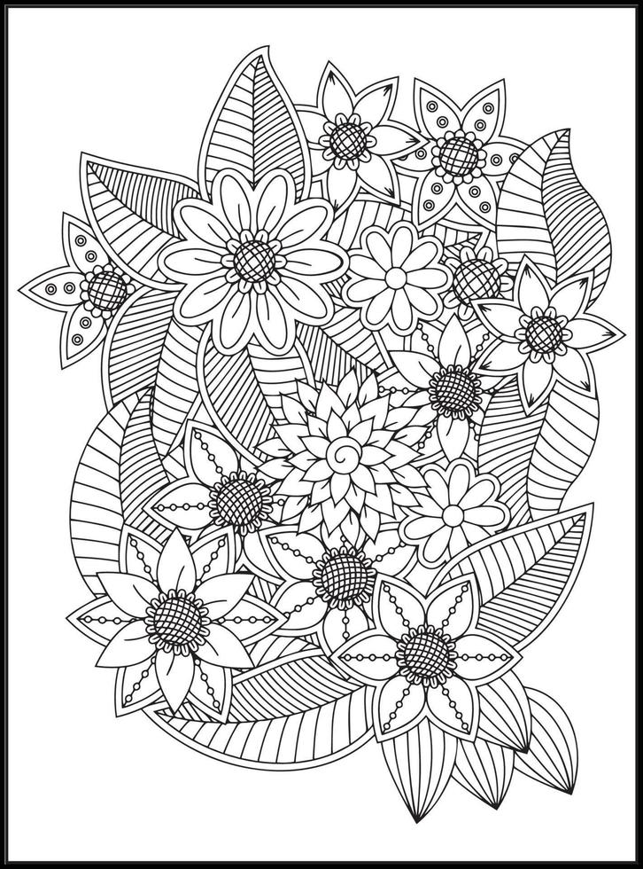 doodles bloemen kleur Pagina's vector