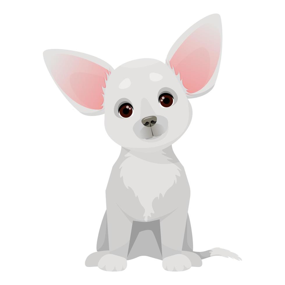 weinig schattig chihuahua hond met groot roze oren zit vector