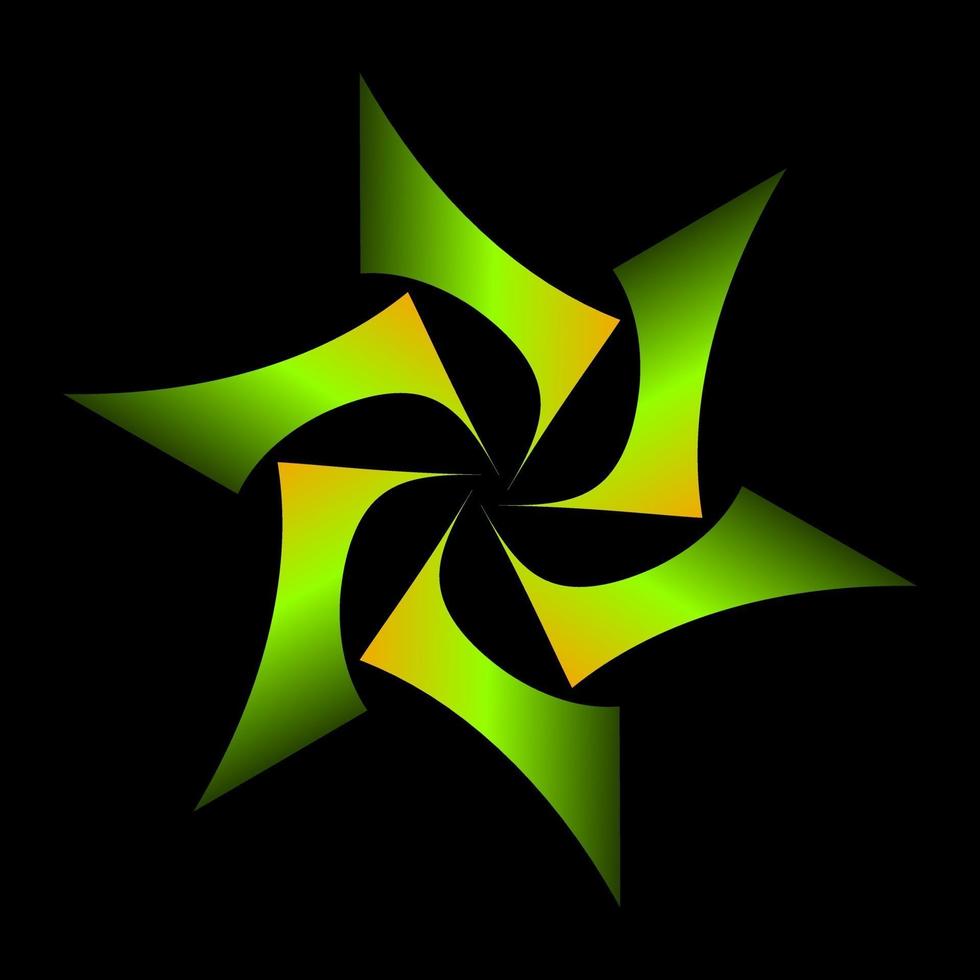 gearceerd geometrisch stersymbool in groen-gele kleur vector