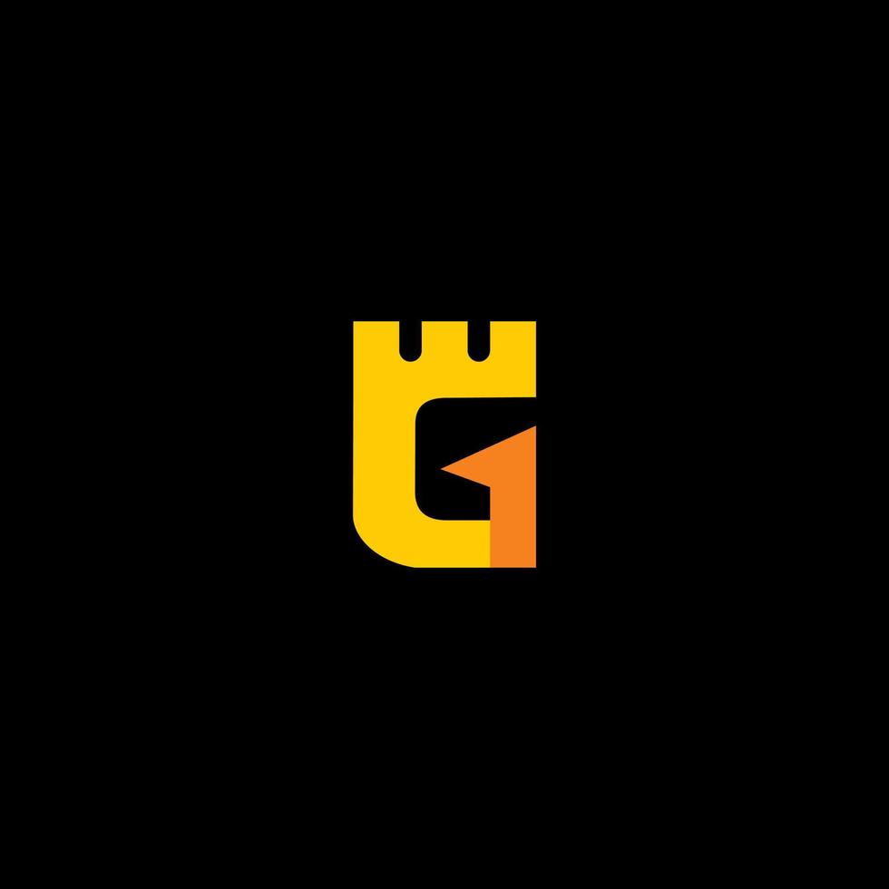 kasteel g letterteken logo icoon ontwerp vector Aan donker achtergrond.