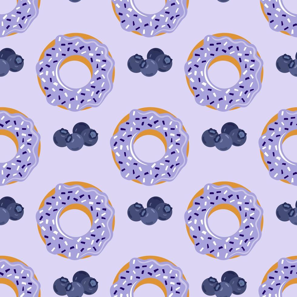 naadloos patroon achtergrond van bosbessen donut vector