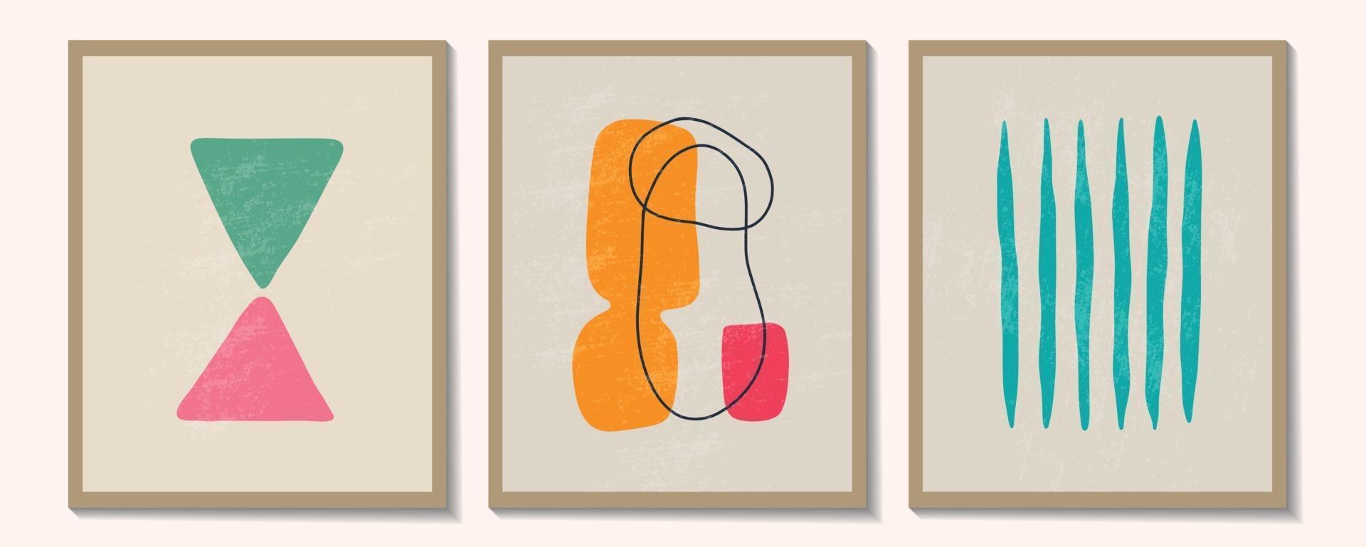 trendy eigentijdse set van abstracte creatieve geometrische minimalistische artistieke handgeschilderde compositie. vector posters voor wanddecoratie in vintage stijl