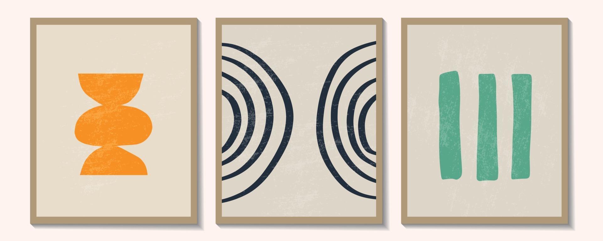 trendy eigentijdse set van abstracte creatieve geometrische minimalistische artistieke handgeschilderde compositie. vector posters voor wanddecoratie in vintage stijl