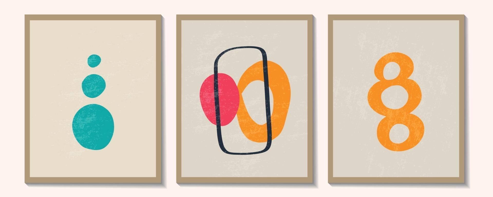 trendy eigentijdse set van abstracte creatieve geometrische minimalistische artistieke handgeschilderde compositie. vector posters voor wanddecoratie in vintage stijl