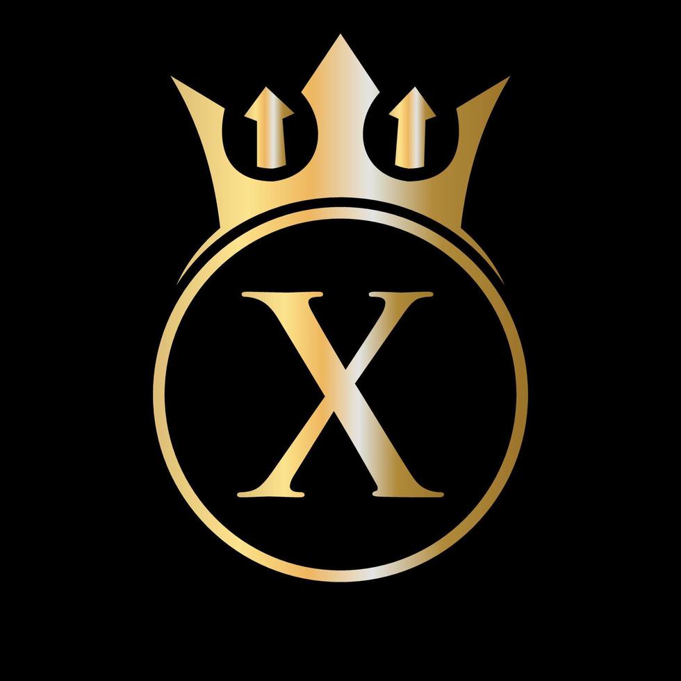 luxe brief X kroon logo. kroon logo voor schoonheid, mode, ster, elegant teken vector