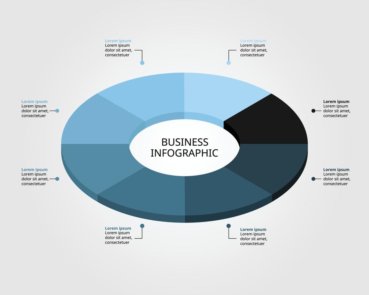 cirkel cirkeldiagramsjabloon voor infographic voor presentatie voor 8 elementen vector