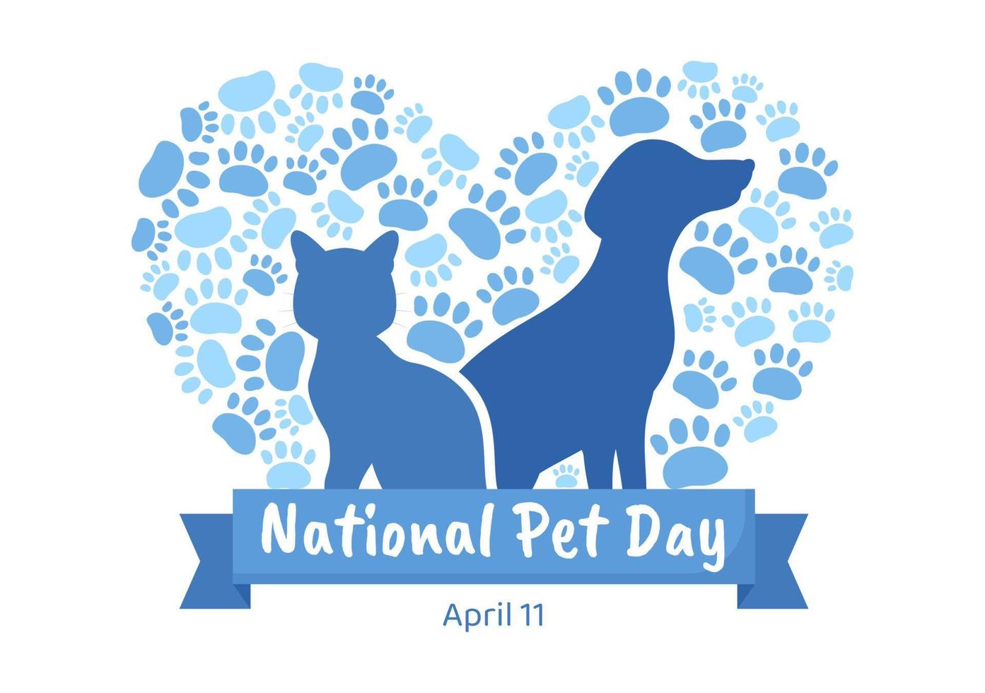 nationaal huisdier dag Aan april 11 illustratie met schattig huisdieren van katten en honden voor web banier of landen bladzijde in vlak tekenfilm hand- getrokken Sjablonen vector