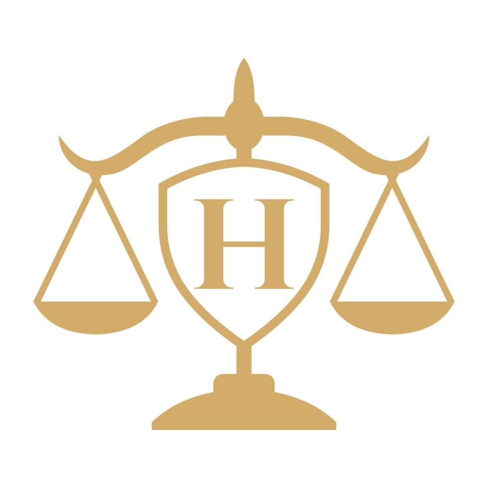 wet firma logo ontwerp Aan brief h met schild teken. wet logo, advocaat en gerechtigheid, wet procureur, legaal, advocaat onderhoud, wet kantoor, schaal logo sjabloon vector