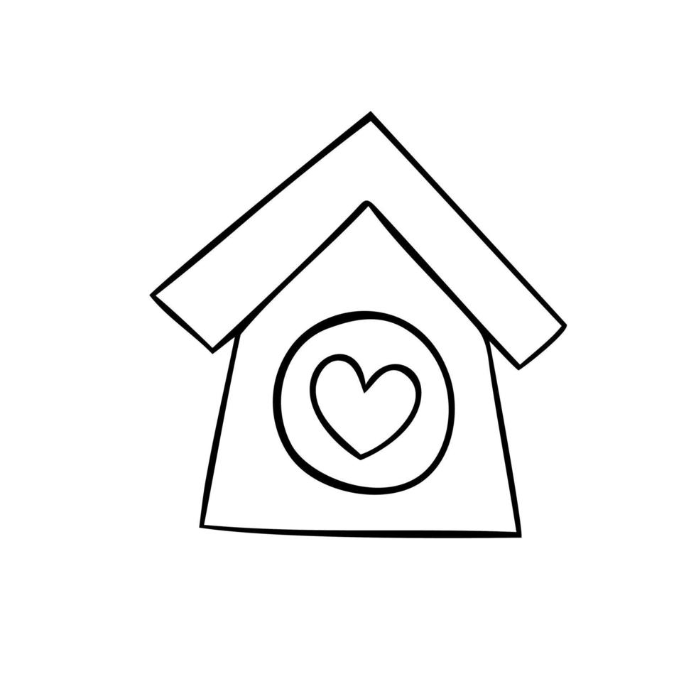 tekening lijn vogel huis liefde Aan wit achtergrond. vector illustratie Valentijn thema voor decoratie of ieder ontwerp.