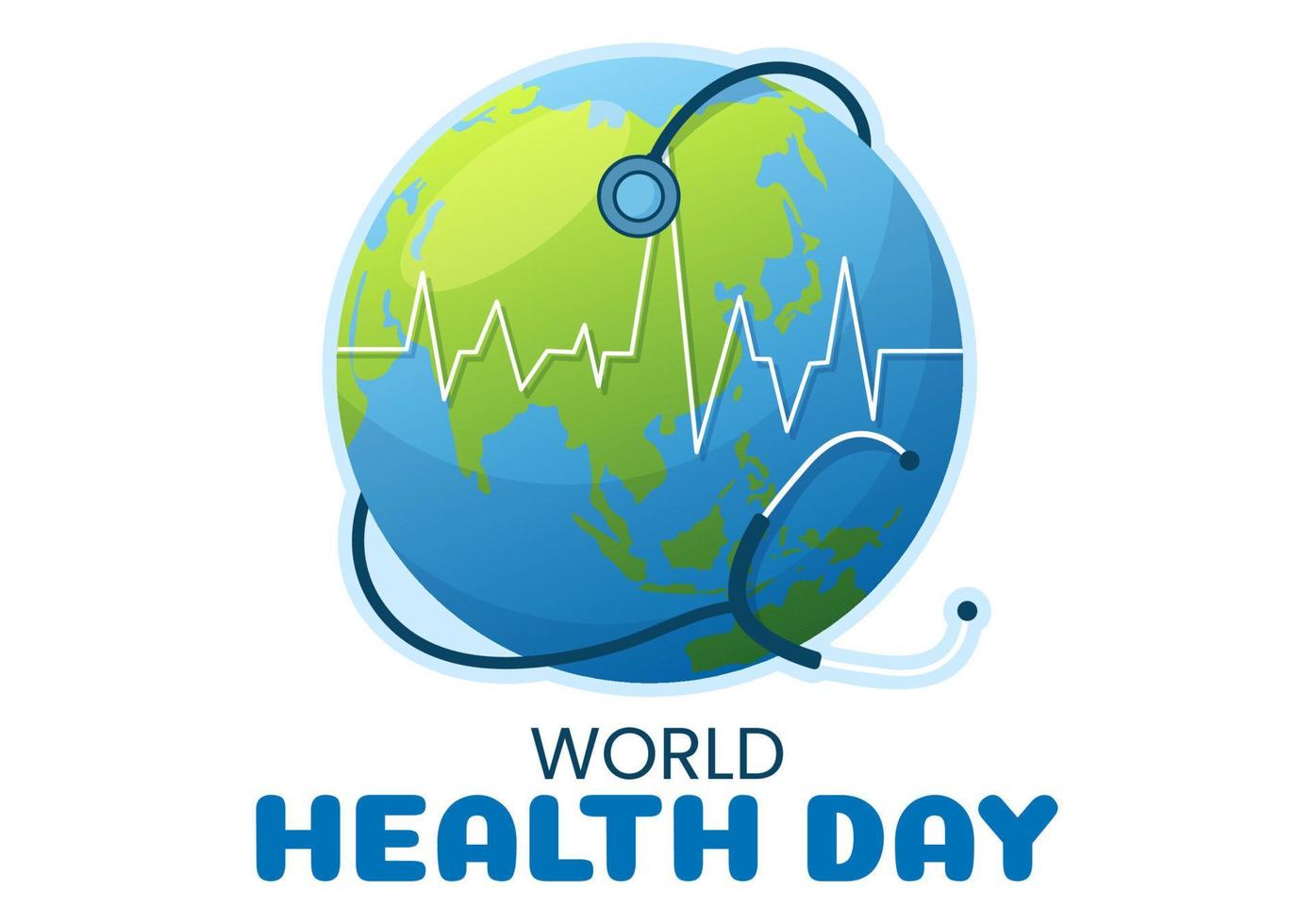 wereld Gezondheid dag Aan april 7e illustratie met aarde en gezondheidszorg voor web banier of landen bladzijde in vlak tekenfilm hand- getrokken Sjablonen vector