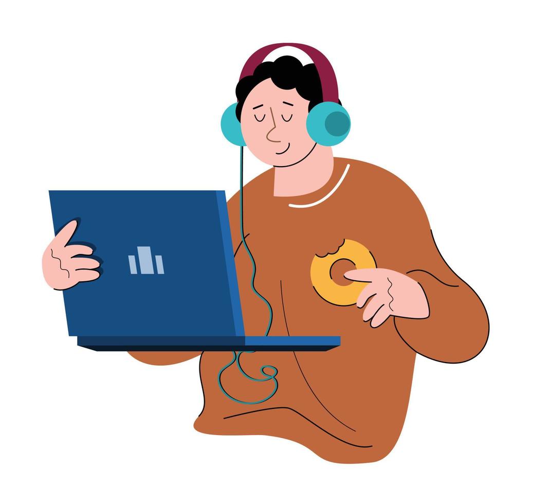 karakter mensen gebruik makend van laptop vector illustratie