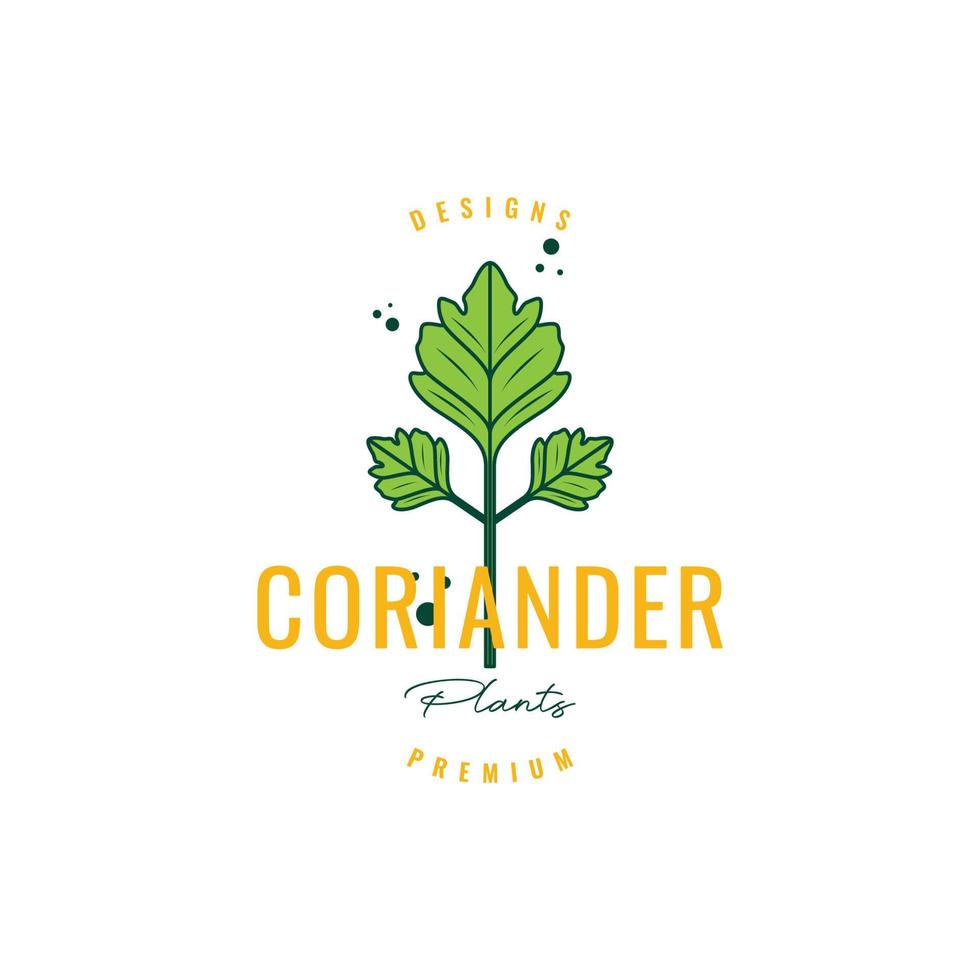 koriander kruid Koken voedsel keuken groen groente hipster logo ontwerp vector icoon illustratie sjabloon