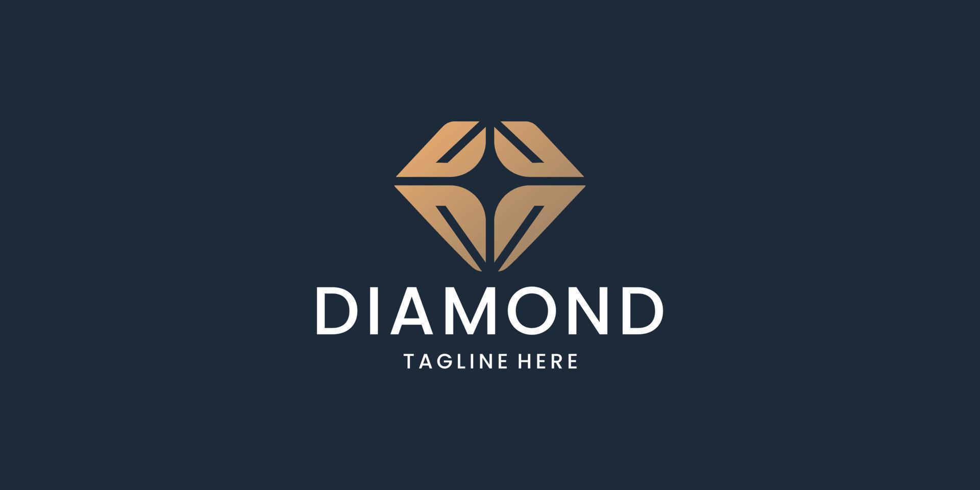 symbool van diamant edelsteen logo sjabloon met licht concept ontwerp. vector