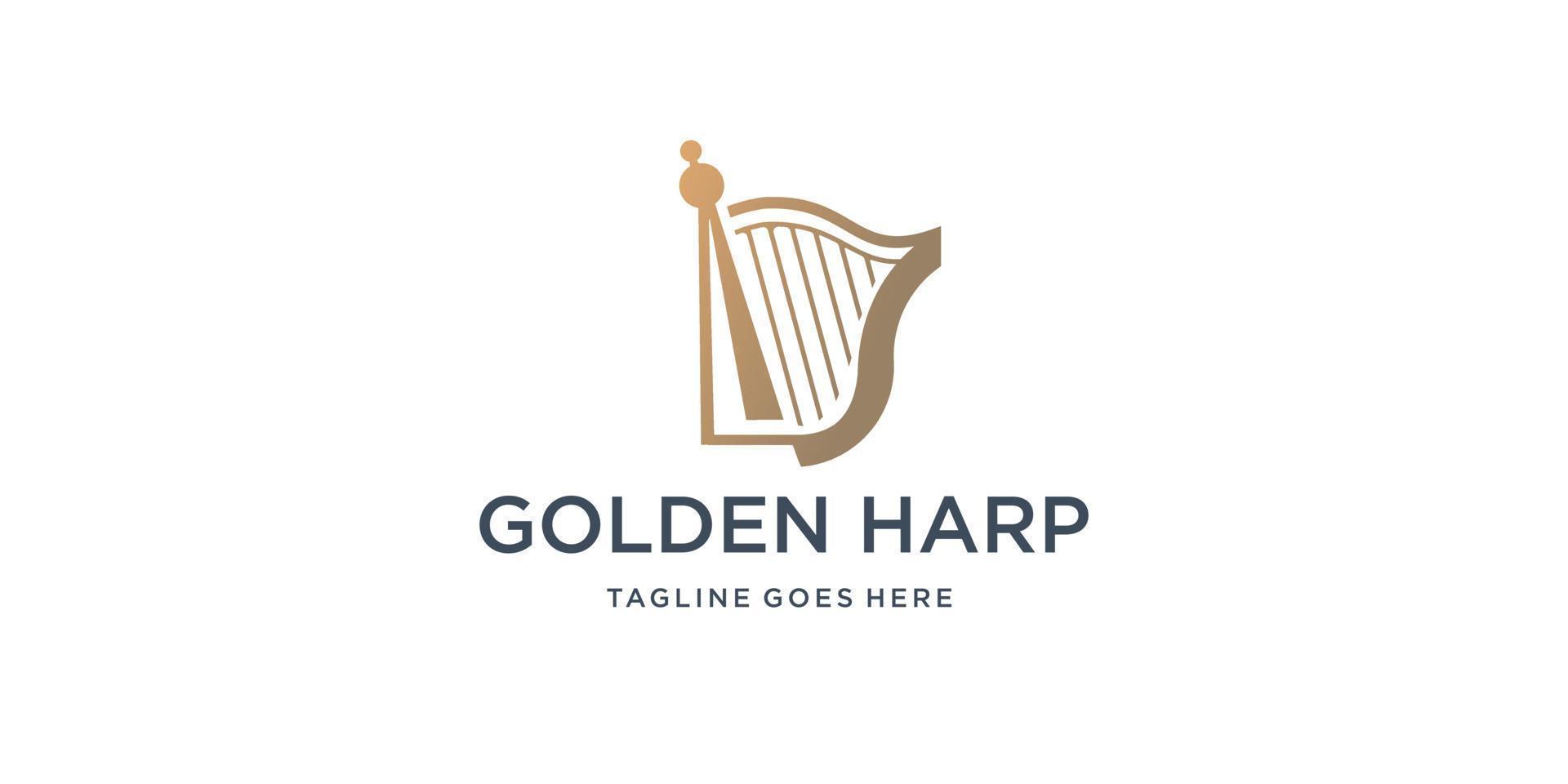 gouden oude lier icoon geïsoleerd Aan wit achtergrond. gouden harp inspiratie ontwerp illustratie. vector