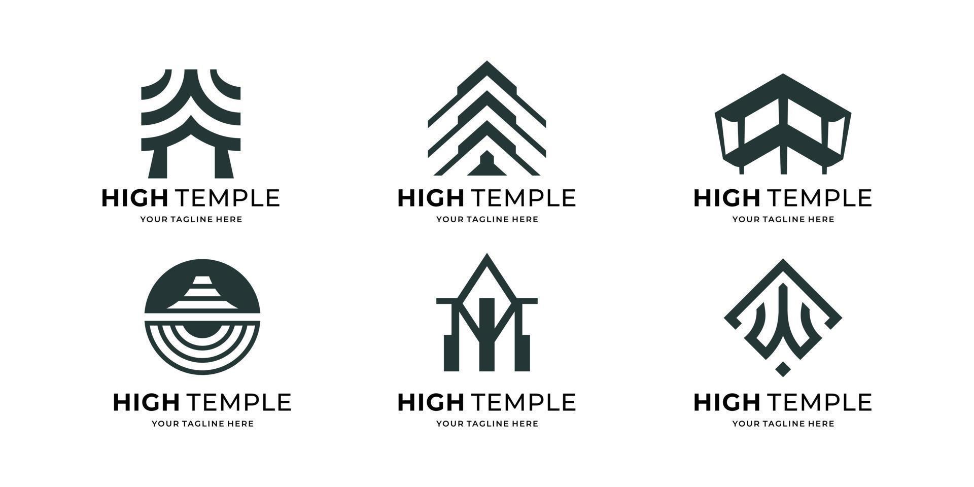 reeks van abstract tempel logo sjabloon ontwerp icoon illustratie. Aziatisch tempel verzameling vector