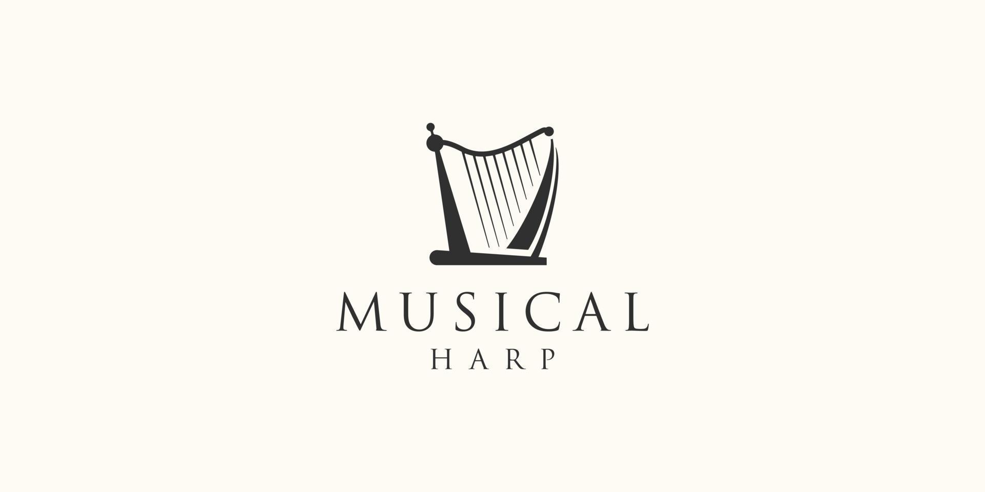 gemakkelijk harp logo ontwerp vector illustratie sjabloon Aan zwart achtergrond.