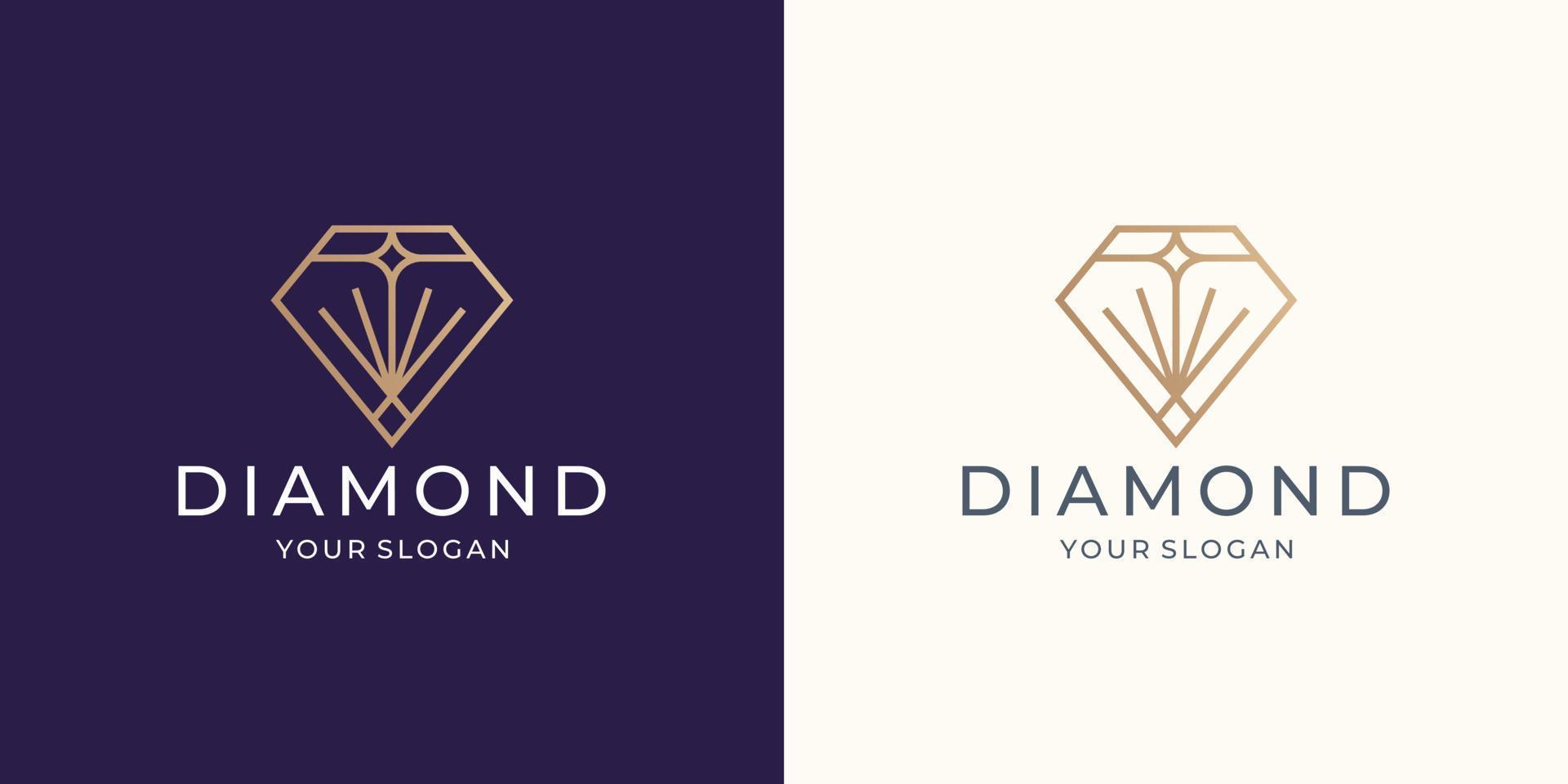 diamant lijn kunst geometrie logo icoon vector illustratie.