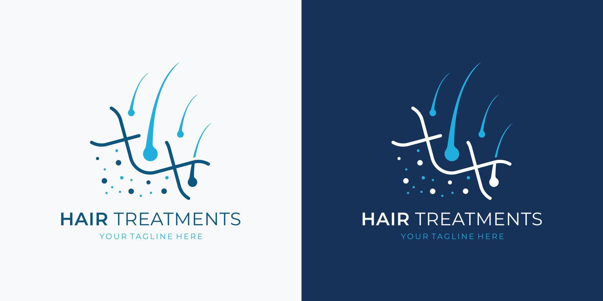 minimalistische haar- zorg dermatologie logo ontwerp. haar- zorg behandeling. anti roos vlokken voor shampoo. vector