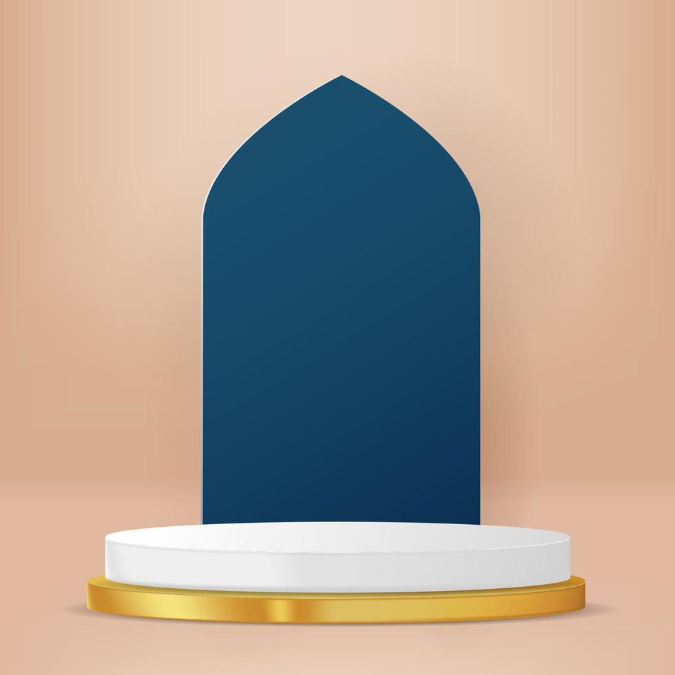 islamitische display podium decoratie achtergrond met islamitische sieraad. vector 3d illustratie