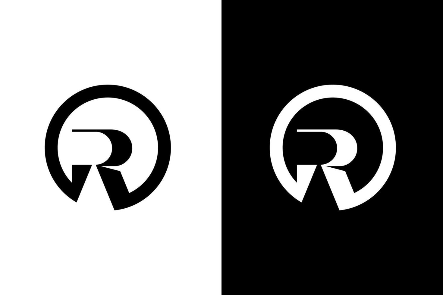 bedrijf logo monogram r minimalistische brief eerste zwart en wit icoon illustratie stijl ontwerpen Sjablonen vector