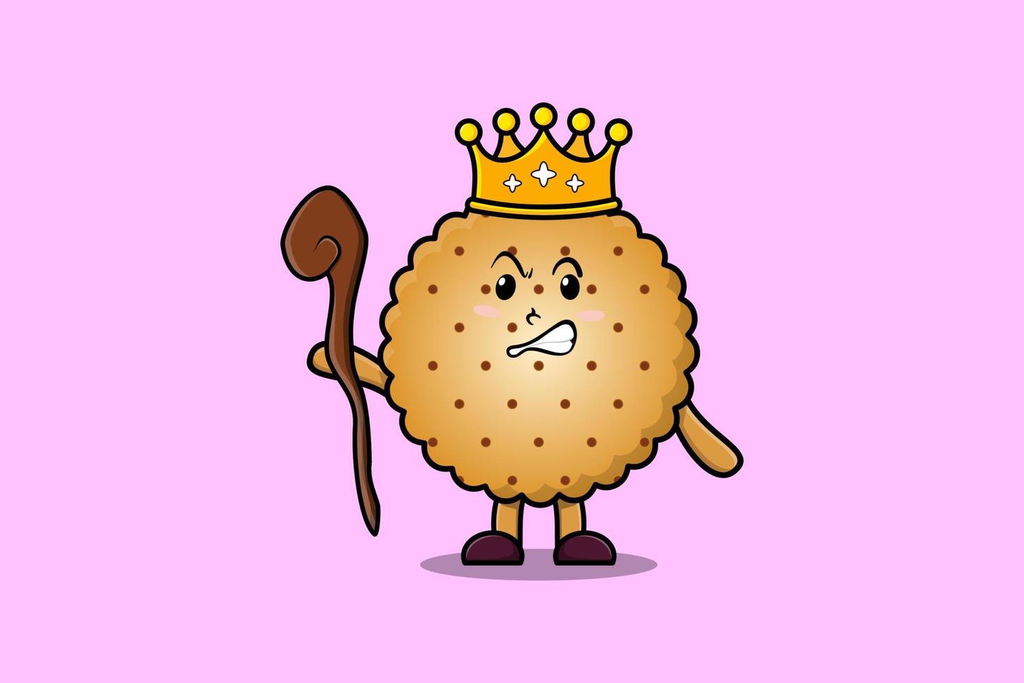 schattig tekenfilm koekjes wijs koning met gouden kroon vector