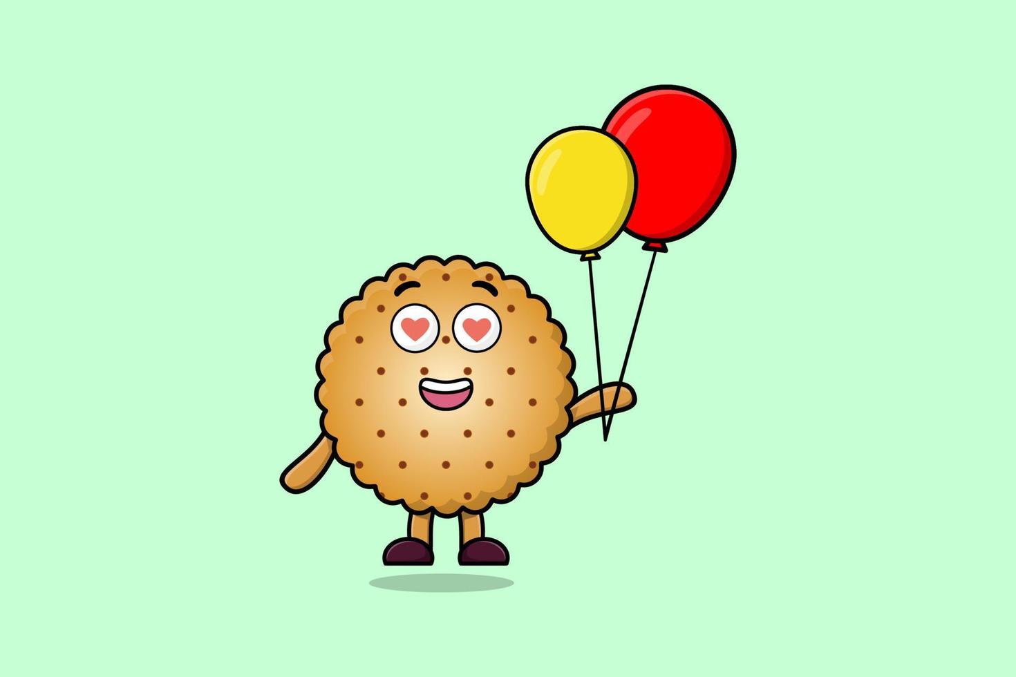 schattig tekenfilm koekjes drijvend met ballon tekenfilm vector