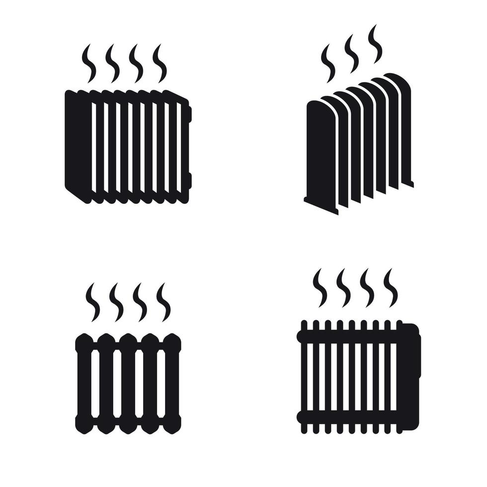 verwarming radiator pictogrammen set. zwart Aan een wit achtergrond vector