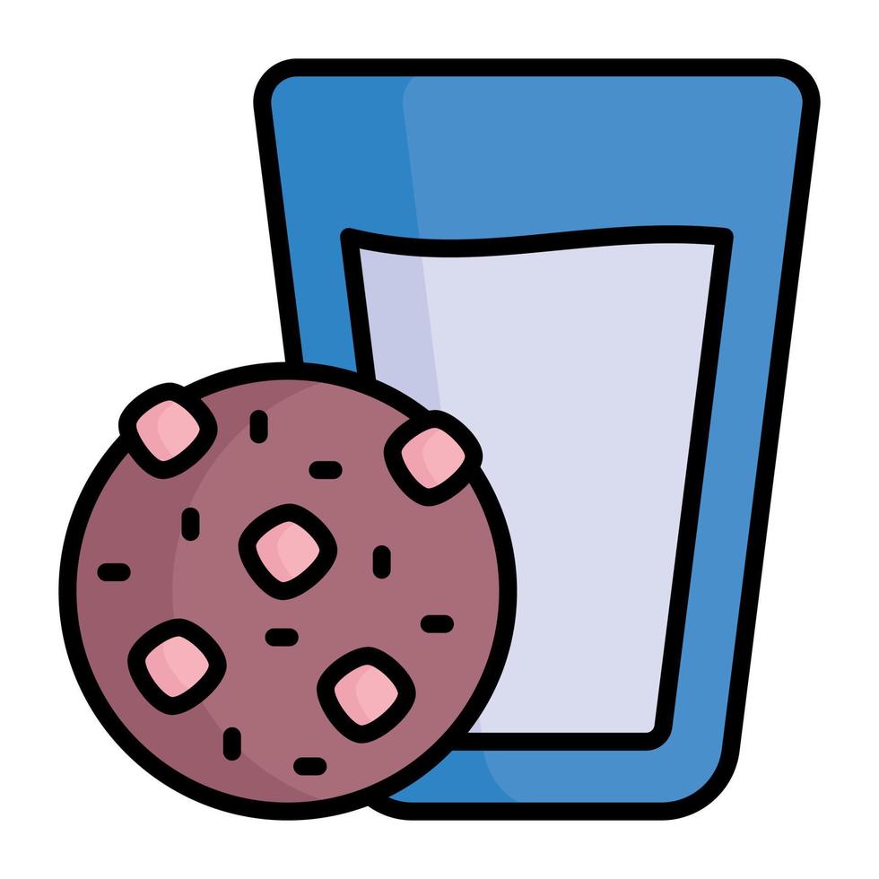melk glas met biscuit in modieus stijl vector