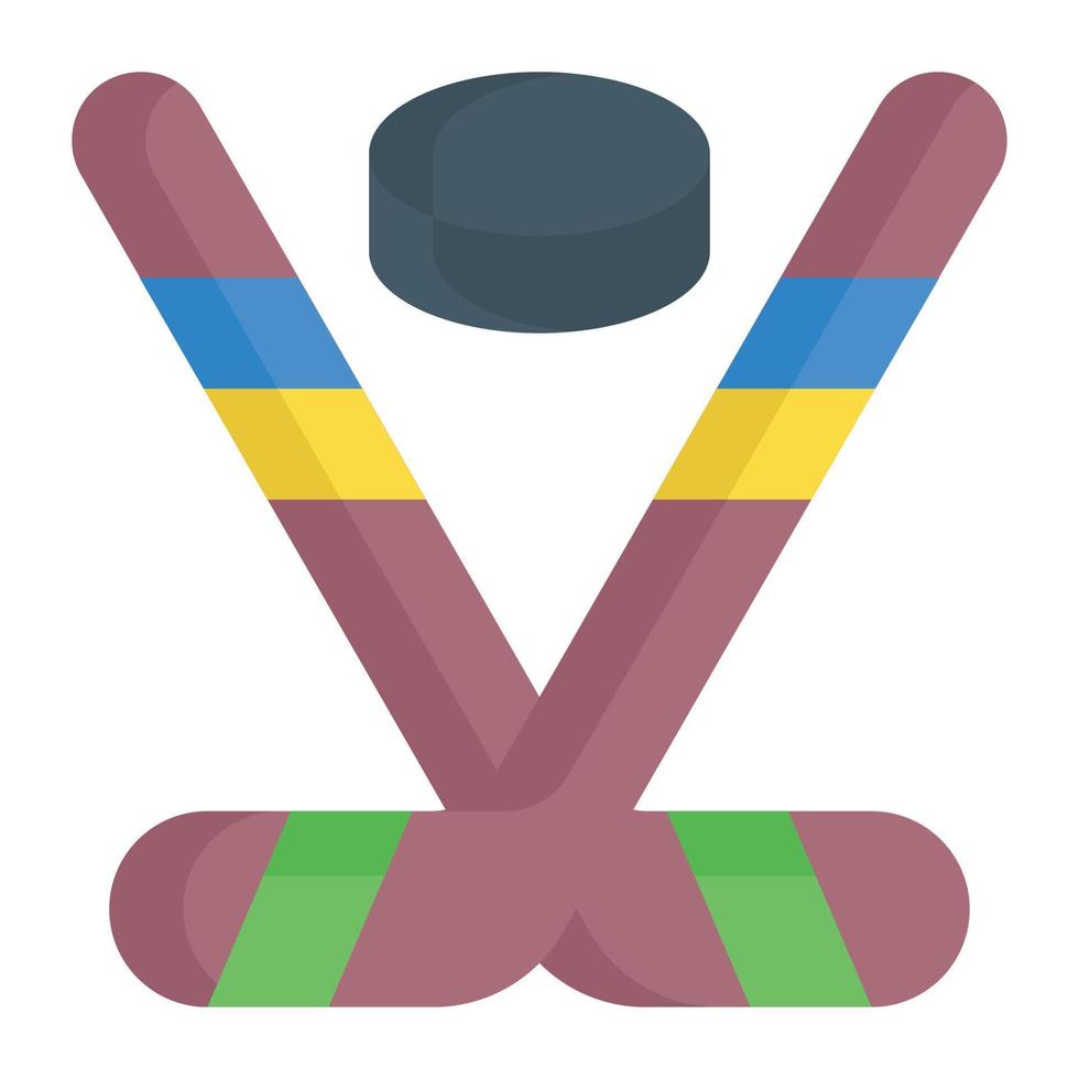 ijs hockey stokjes met puck vector icoon ontwerp