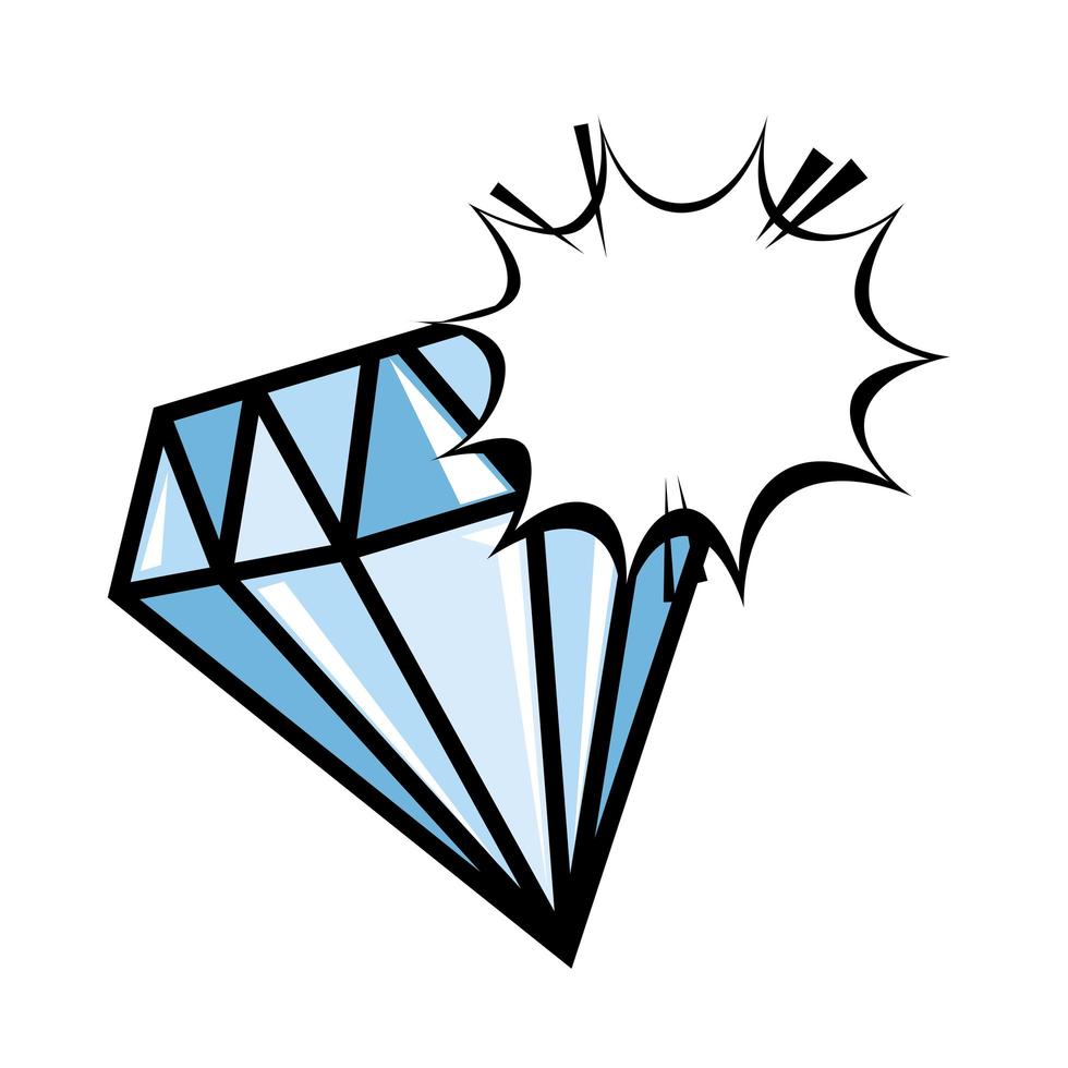 diamant met explosie popart stijlicoon vector