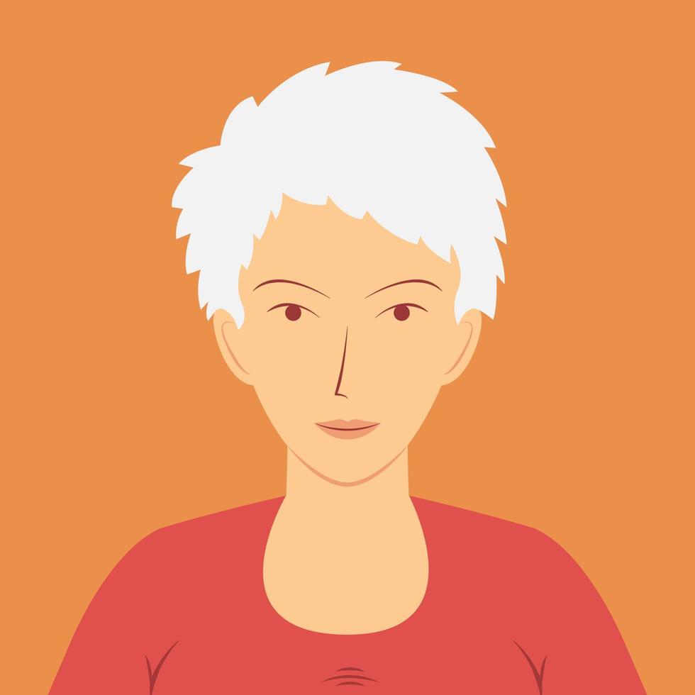 portret van mooi jong vrouw met kort haar. avatar voor sociaal media. vlak vector illustratie