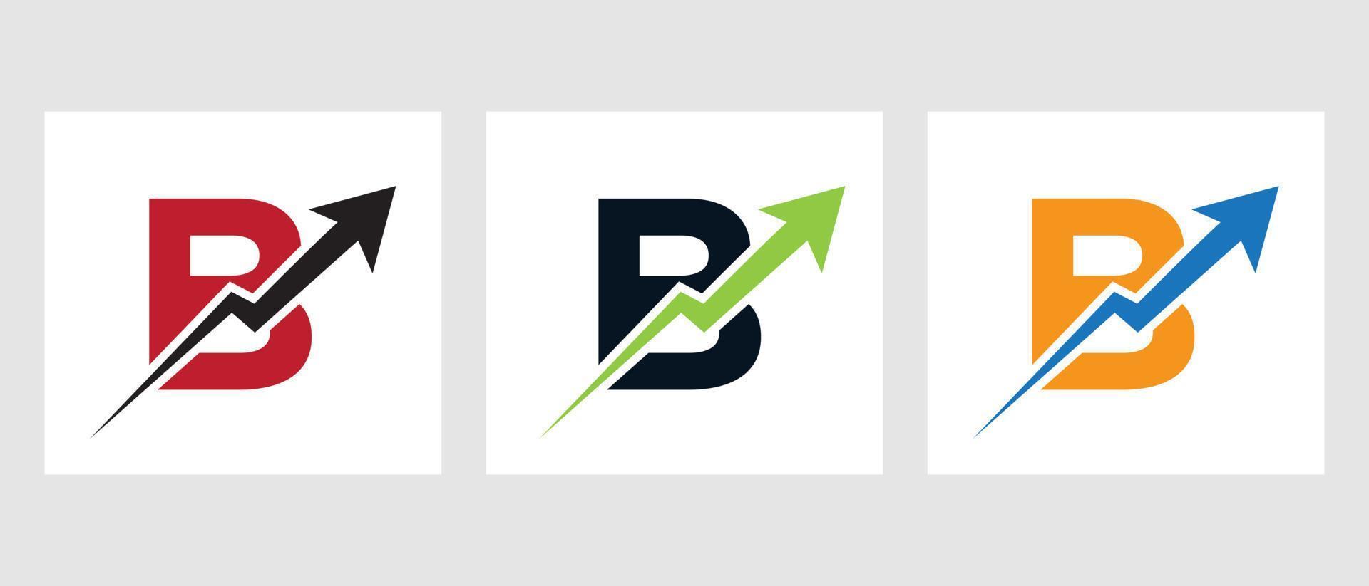 brief b financiën logo concept met groei pijl symbool vector