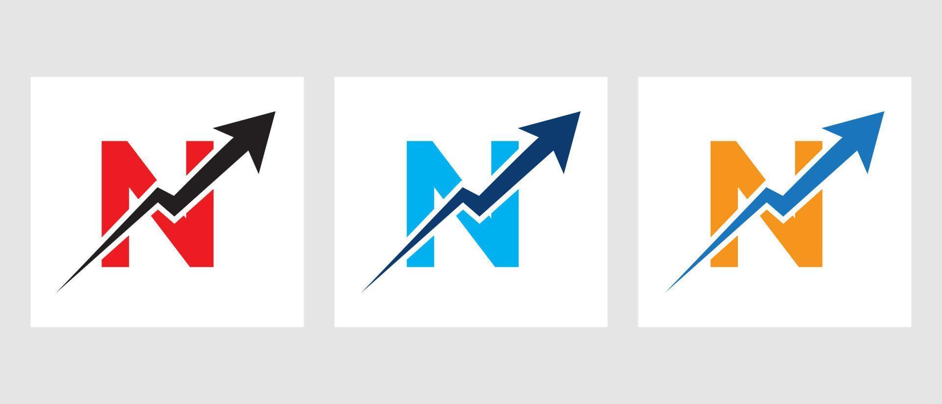 brief n financiën logo concept met groei pijl symbool vector