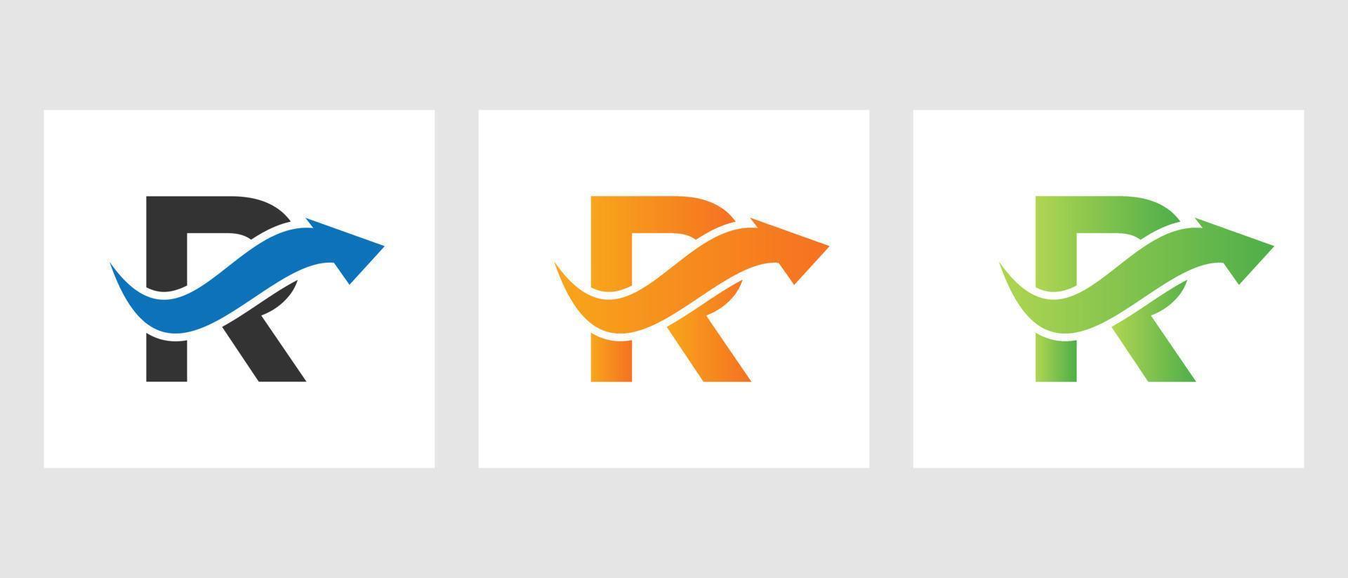 brief r financiën logo concept met groei pijl symbool vector