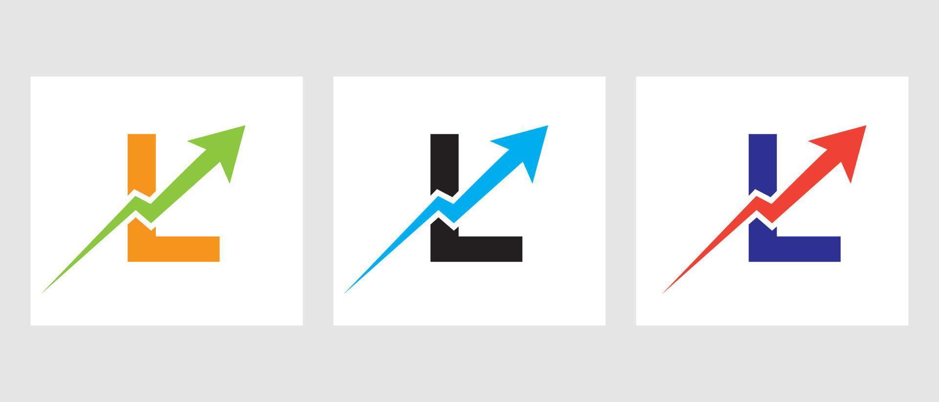 brief l financiën logo concept met groei pijl symbool vector