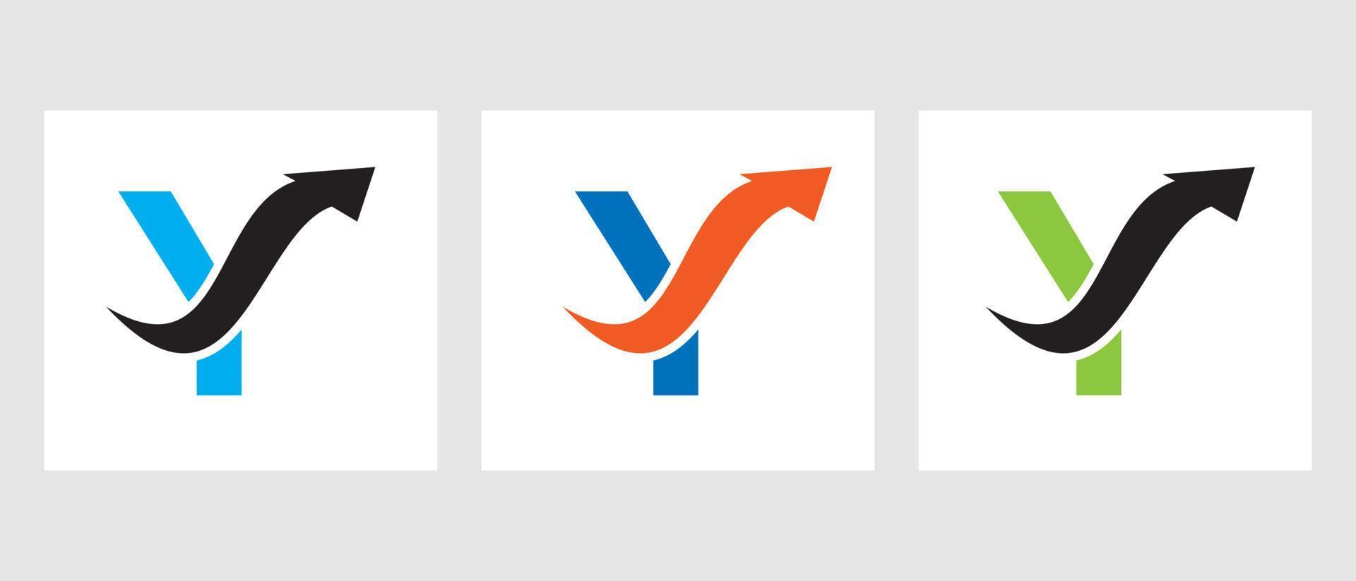brief y financiën logo concept met groei pijl symbool vector