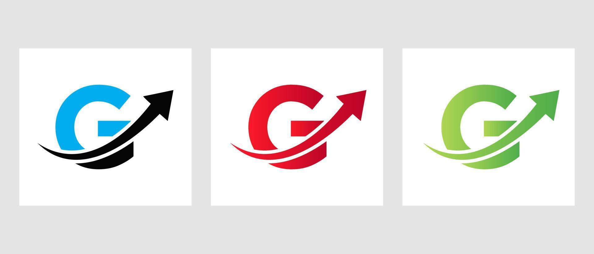 brief g financiën logo concept met groei pijl symbool vector