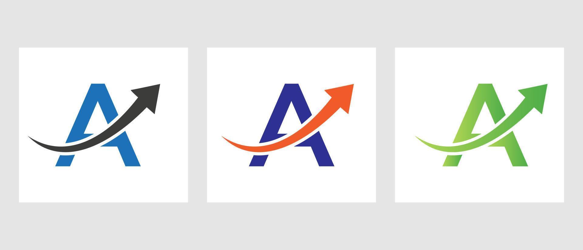 brief een financiën logo concept met groei pijl symbool vector