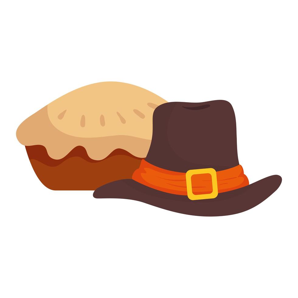 Thanksgiving piligrim hoed accessoire met zoete taart vector