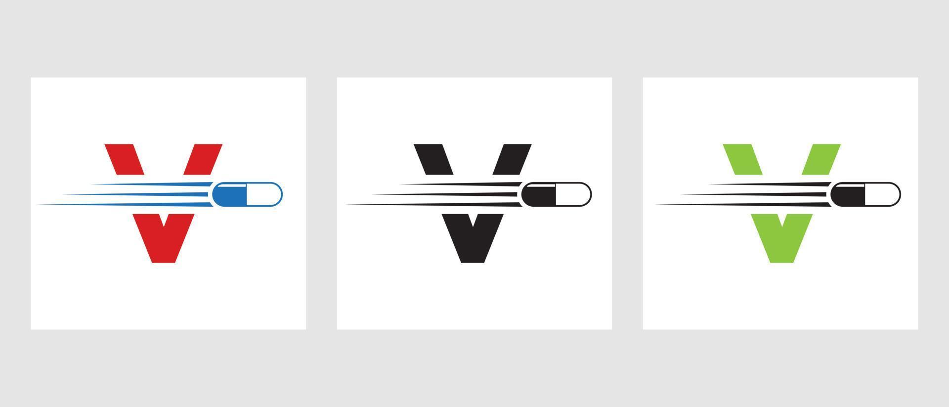 brief v geneeskunde logo. medisch logotype concept met geneeskunde aambeien symbool vector