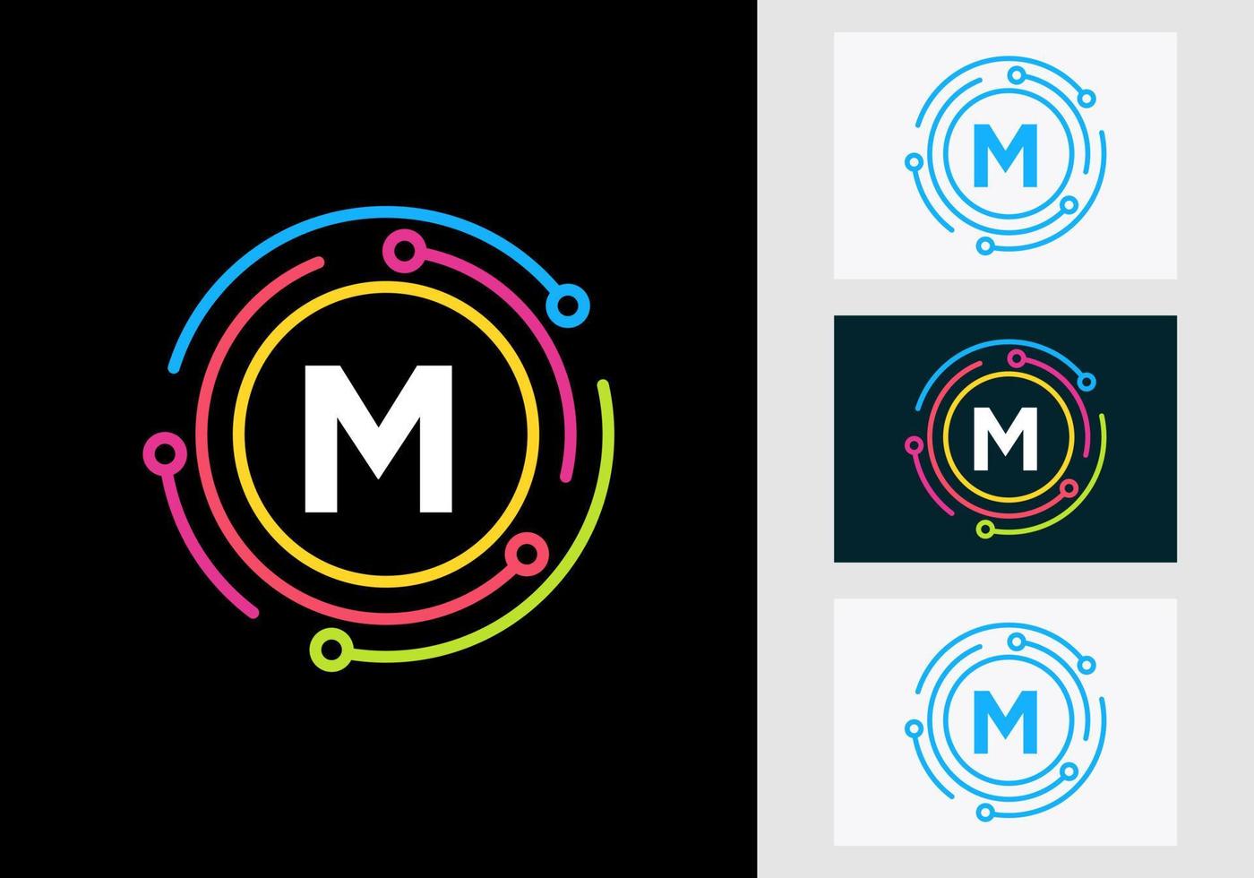 brief m technologie logo ontwerp. netwerk logo symbool vector