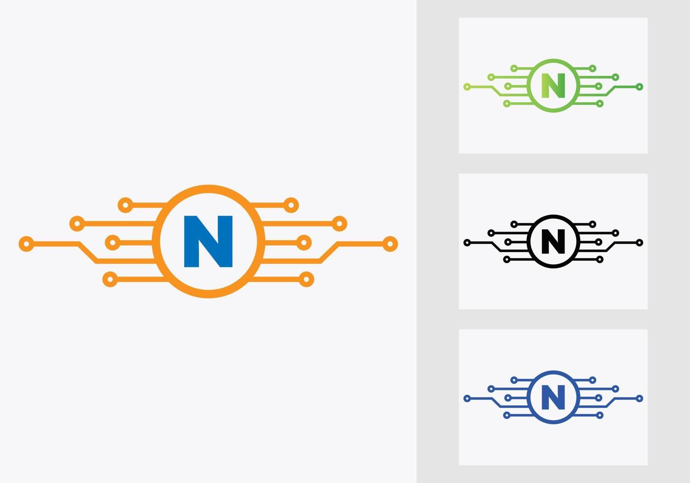 brief n technologie logo ontwerp sjabloon. netwerk logo ontwerp vector