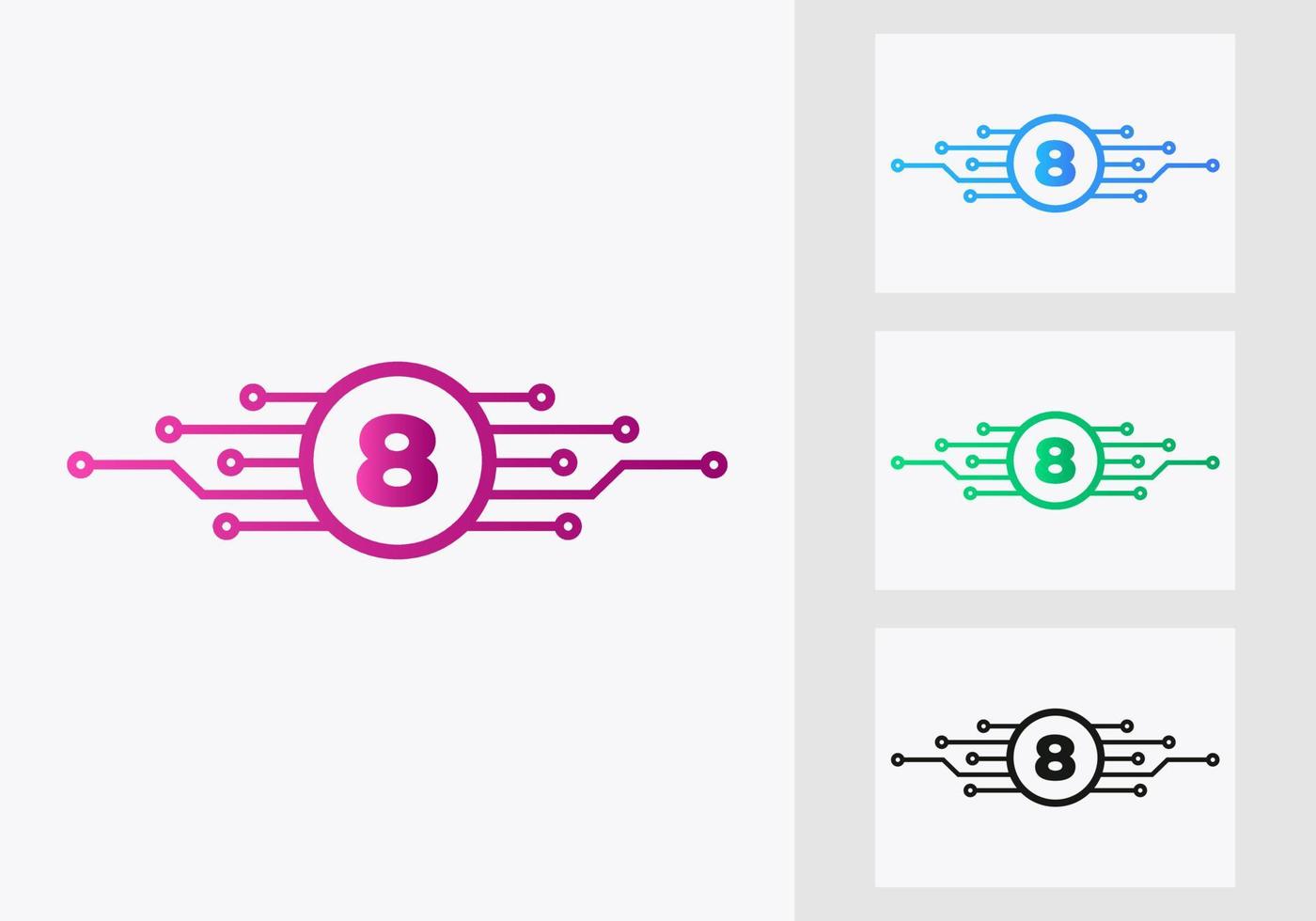 brief 8 technologie logo ontwerp sjabloon. netwerk logo ontwerp vector