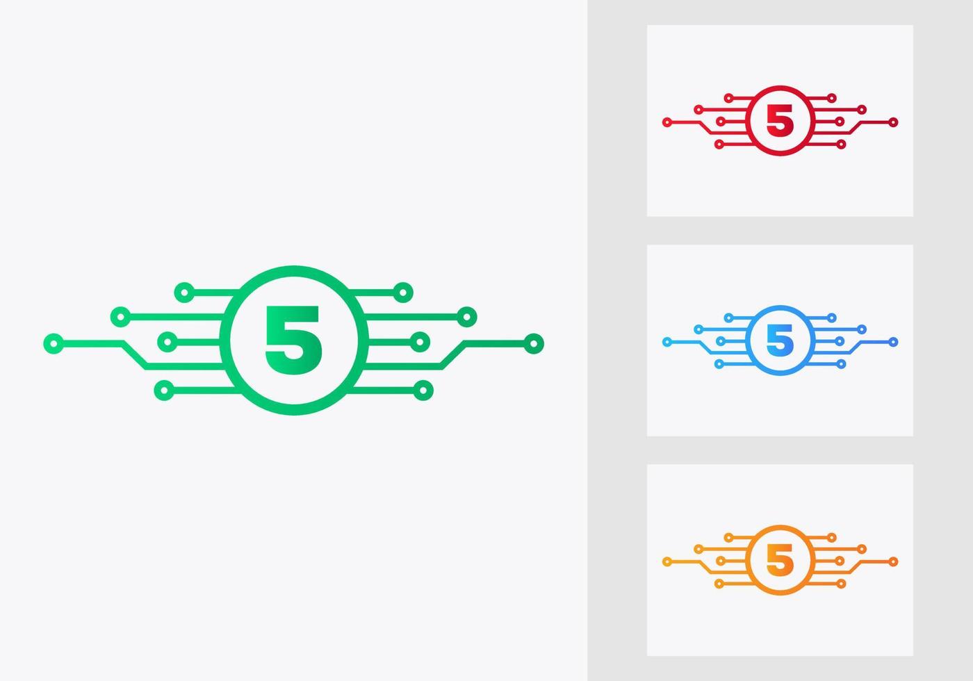 brief 5 technologie logo ontwerp sjabloon. netwerk logo ontwerp vector
