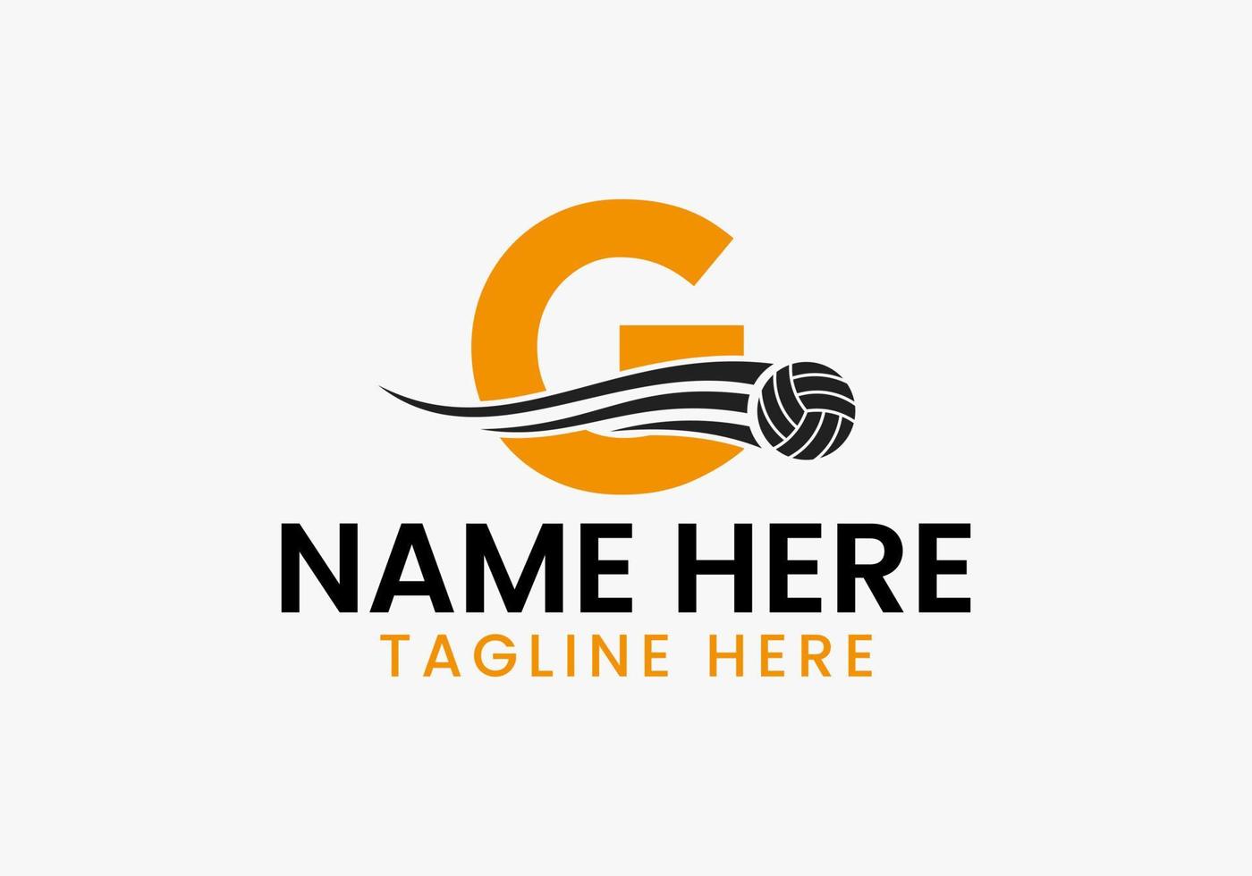 brief g volleybal logo concept met in beweging volley bal icoon. volleybal sport- logotype vector